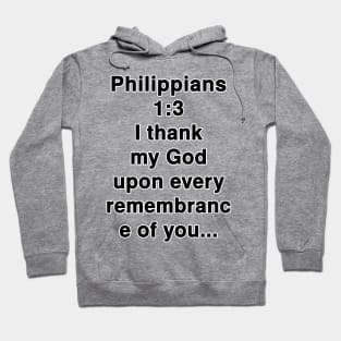 Philippians 1:3 King James Version Bible Verse Typography Hoodie